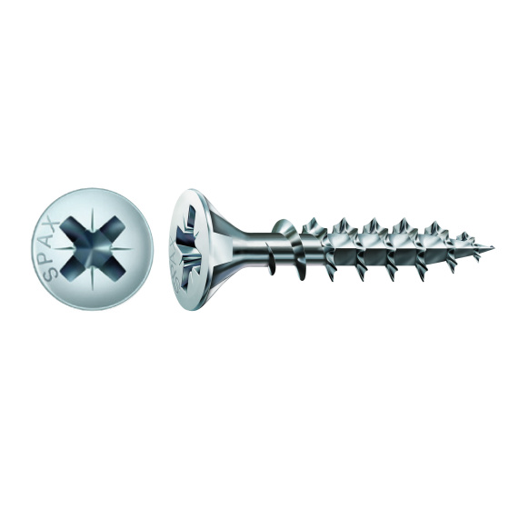 Spax vrut 4,0x16 mm, PZ (Z2), zápustná hlava, bílý zinek (1000 ks balení)
