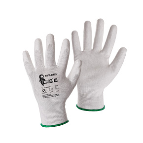 TOPTRADE rukavice BRITA WHITE, s blistrem, s PU dlaní s úpletem, velikost 8