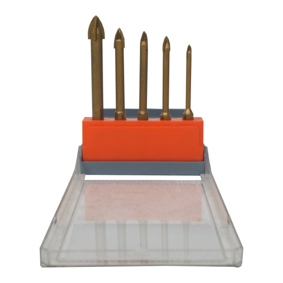 TOPTRADE vrták do skla, keramiky a dlažby, O 4 - 10 mm, stopka Hex, sada 5 ks