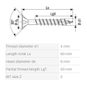 Spax vrut 4,0x60 mm, PZ (Z2), zápustná hlava, bílý zinek (500 ks balení)