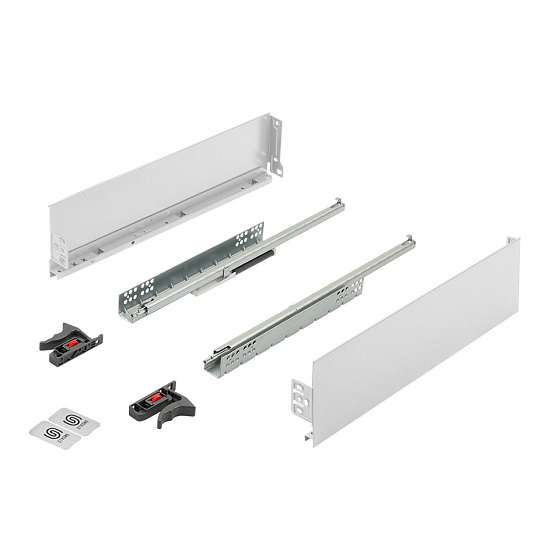 K-StrongMini zásuvka 121/550mm, tlumený plnovýsuv 30kg, bílá
