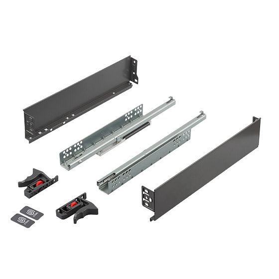 K-StrongMini zásuvka 89/400mm, tlumený plnovýsuv 30kg, šedá