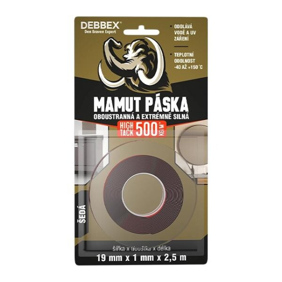Den Braven Oboustranná a extrémně silná MAMUT PÁSKA HIGH TACK 19 x 1 mm x 2,5m