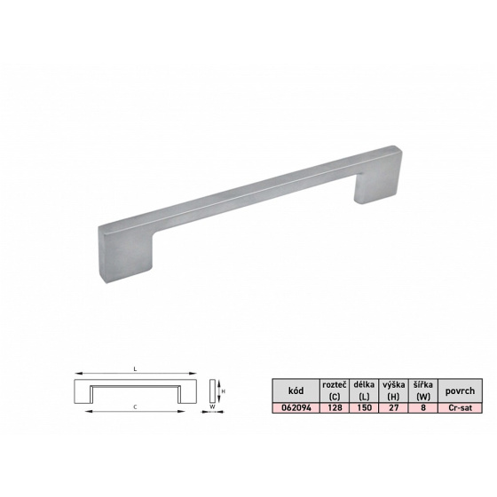 VANESA 128mm úchytka CR-MATNÝ